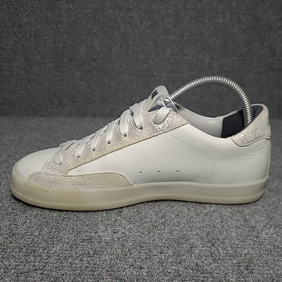P448 John Low Top Sneakers Metallic Silver White Women's EU 40/ US 9.5 -10 - Picture 8 of 16